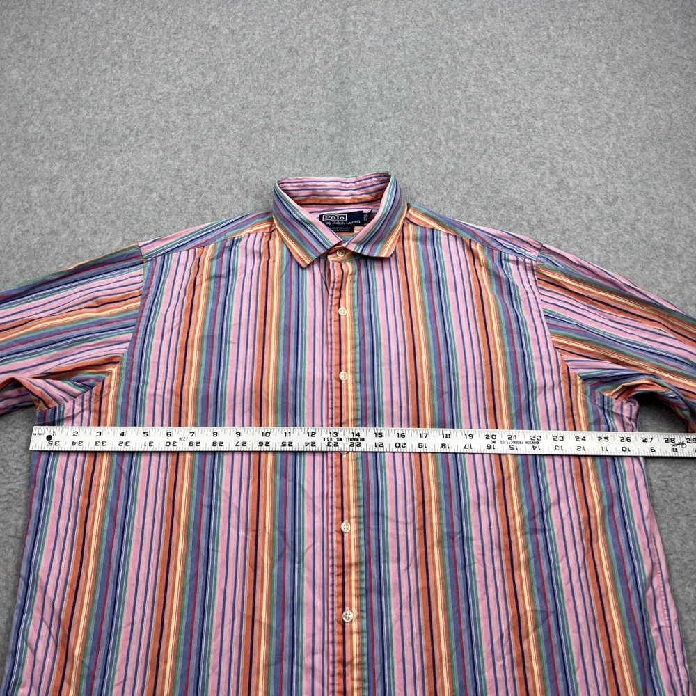 Polo Ralph Lauren Westerton Shirt Mens XL Multicolor Striped Button Front Cotton